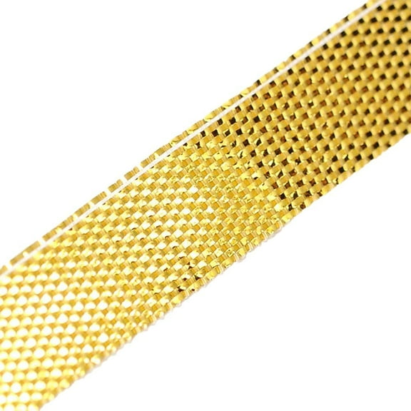 50 Yards Gold Metallic Mesh Ribbon Glitter Christmas Ribbon Trim Sparkly Soild Polyester Ribbons Wired Bulk Roll with Spool for DIY Sewing Making Crafts Gift Wrapping Xmas Tree Home Decor Supply