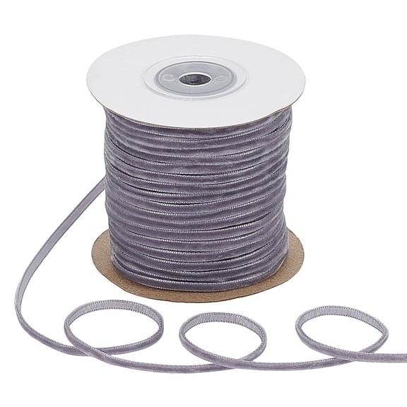 50 Yards Grey Velvet Ribbon 1/8 Inch Single Face Velvet Trim Soft Satin Ribbon Thin Webbing