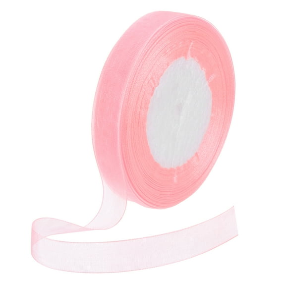 50 Yards Organza Ribbon 1/2" Cherry Pink Chiffon Ribbon for Flower Decoration