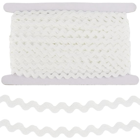 50 Yards Polyester Wavy Fringe Trim Ribbon Wave Bending Lace Trim White 3/8 inch(10mm)
