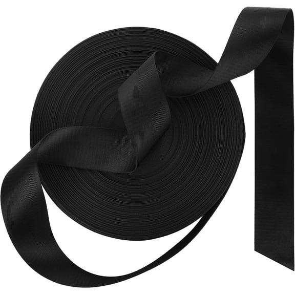 50 Yards Polyester Webbing Strap 2 Inch Wide Heavy Duty Polyester Strapping, Durable Flat Webbing Strapping for Dog Leash, Seat Belt, Backpack Handles, Outdoor DIY Crafts (50mm) - Black