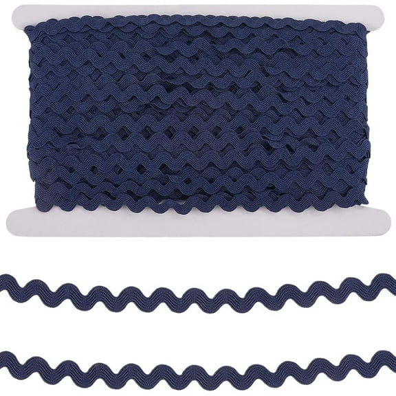 50 Yards RIC Rac Rick Rack Trim 3/8 Inch Sewing Rickrack Lace Wave Ribbon Zig Zag Midnight Blue Wave Bending Lace Trim S Shaped Woven Fabric for DIY Crafts Lace Party Gift Wrapping