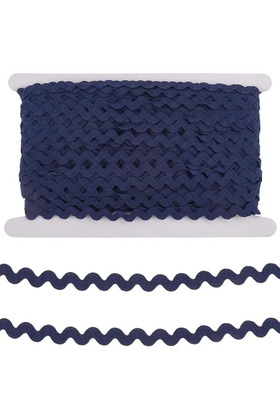 50 Yards RIC Rac Rick Rack Trim 3/8 Inch Sewing Rickrack Lace Wave Ribbon Zig Zag Midnight Blue Wave Bending Lace Trim S Shaped Woven Fabric for DIY Crafts Lace Party Gift Wrapping