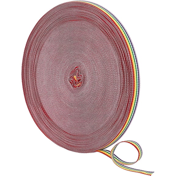 50 Yards Rainbow Ribbon Grosgrain Ribbons 3/8 Inch Stripe Double Sided Fabric Ribbon