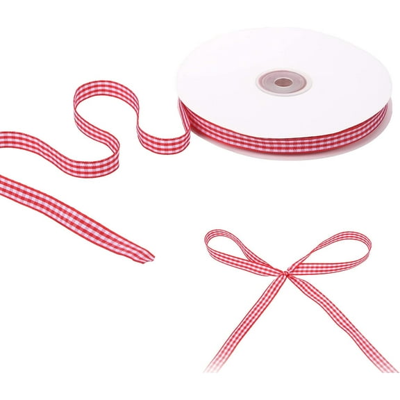 50 Yards Red Gingham Ribbon - Classic Buffalo Plaid Craft Ribbon For Halloween, Christmas, DIY Gift Wrapping