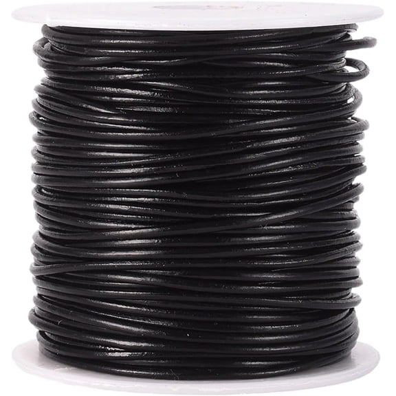 50 Yards Round Cowhide Cord for Jewelry Making 1.5MM Black Genuine Leather String Lace Real Leather Cording Rope Braiding Strip Thread