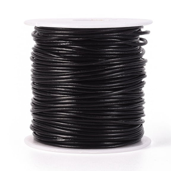 50 Yards Round Cowhide Genuine Black Leather Cord Jewelry Making 1.5MM Real Leather String Lace Cording Rope Braiding Strip Thread Crafting
