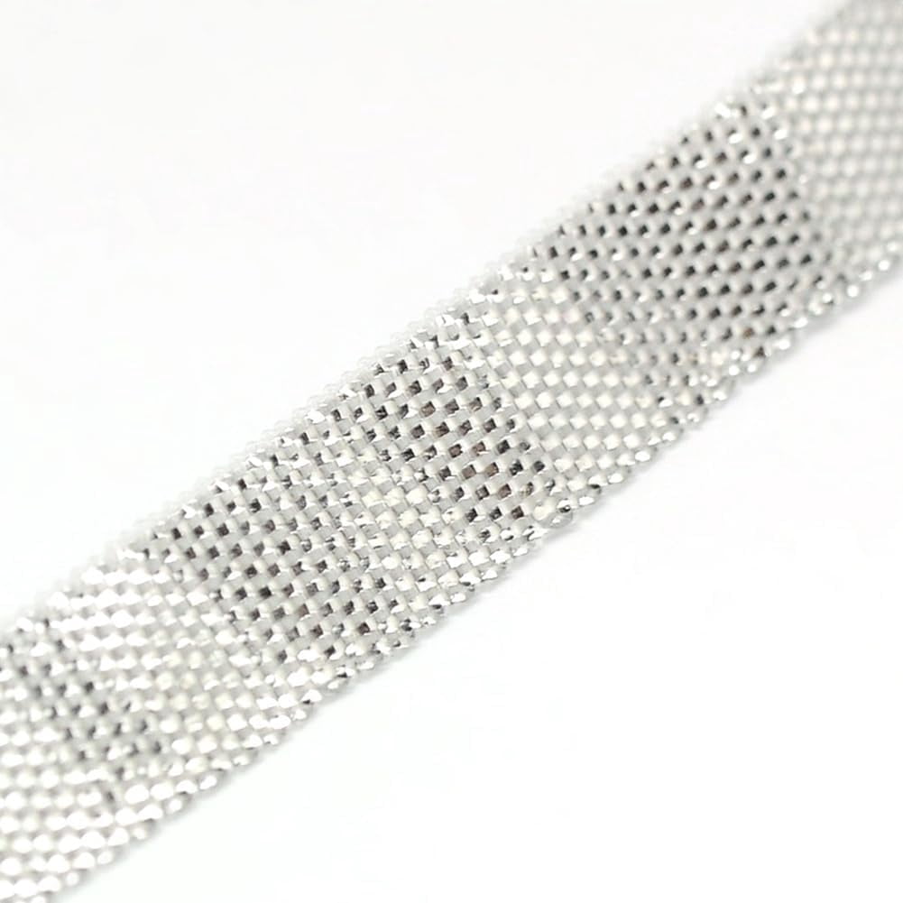 50 Yards Silver Metallic Mesh Ribbon Sparkly Christmas Ribbon Wired ...