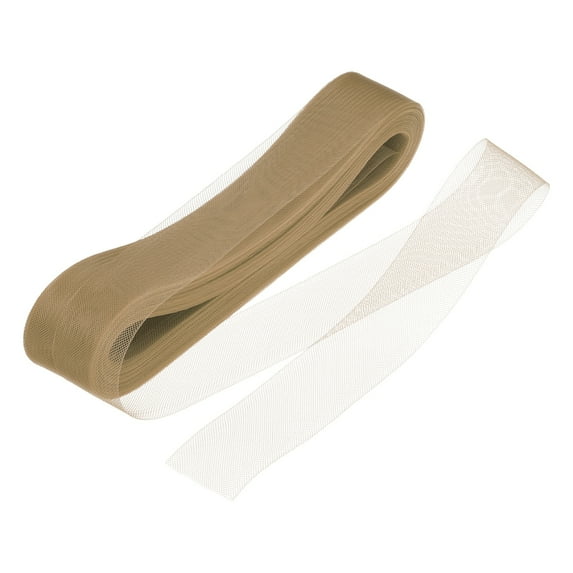 Uxcell 50 Yards Stiff Horsehair Braid 1.6 inch Wide Polyester Boning Sewing Wedding Dress Dance Light Brown