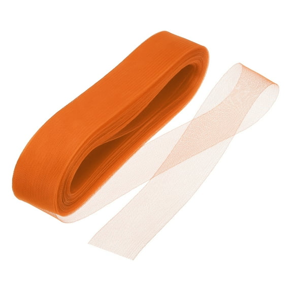 Uxcell 50 Yards Stiff Horsehair Braid 1.6 inch Wide Polyester Boning Sewing Wedding Dress Dance Orange