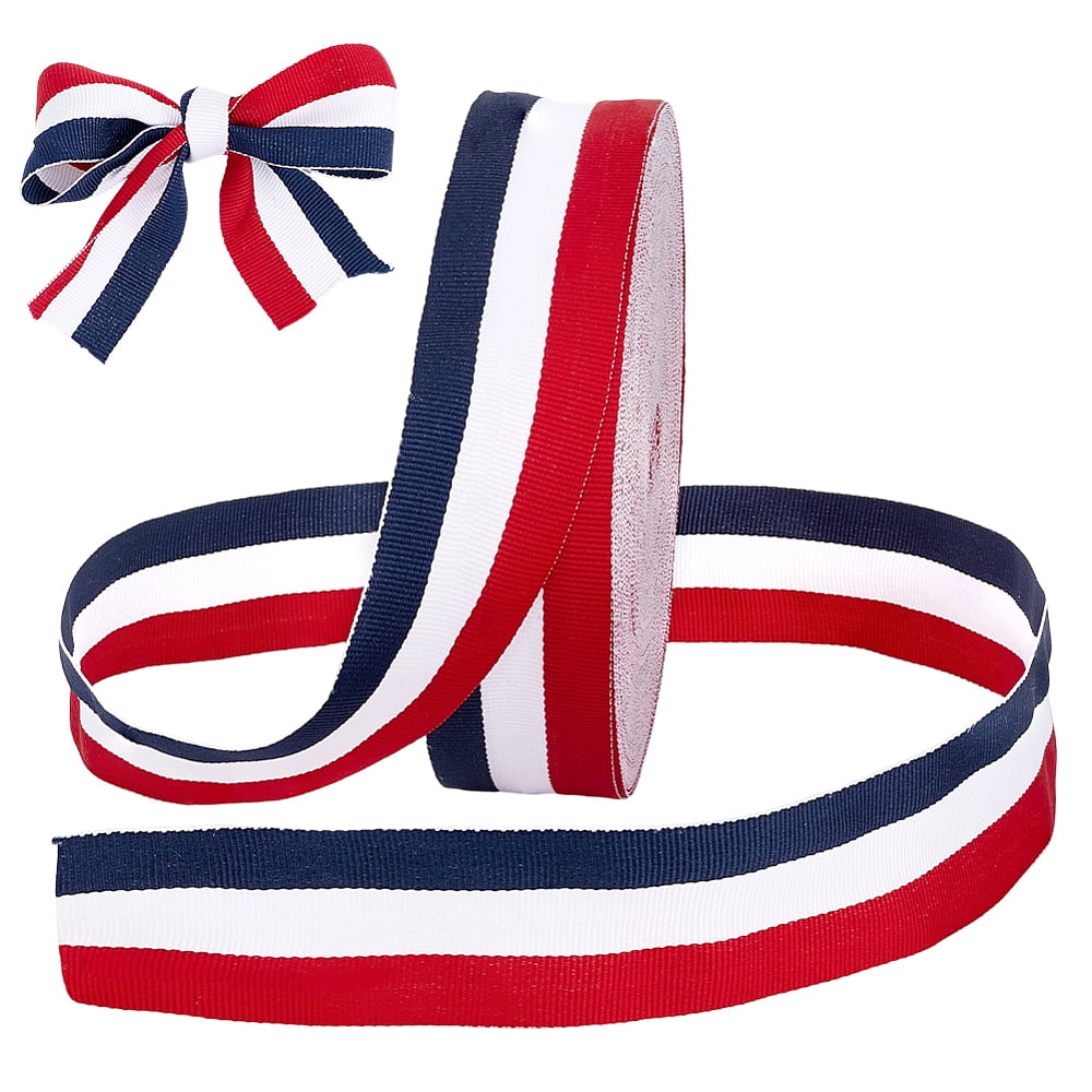 50 Yards Striped Grosgrain Ribbon Red White Blue Ribbon Polyester Grosgrain Ribbon Patriotic Ribbon Red Striped Ribbon 4th of July