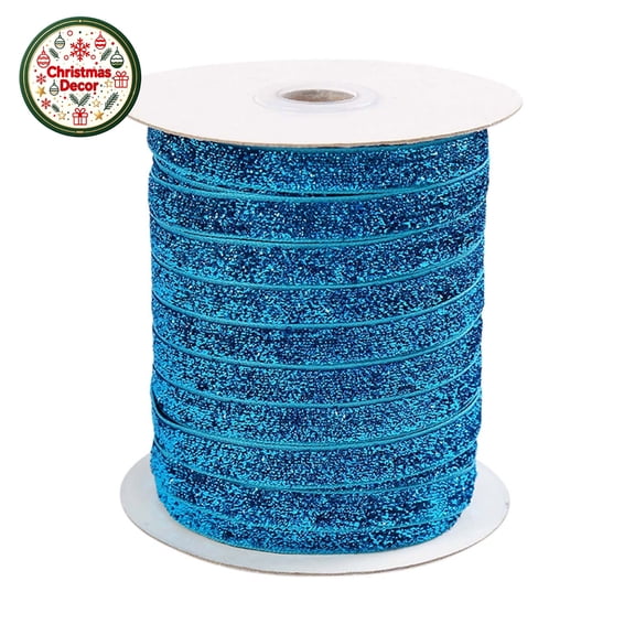 50 Yards Thin Glitter Wire Mesh Ribbon with Sparkle Christmas Wired Ribbons Metallic Ribbon for Christmas Tree Decoration,Wreath Garland Bow Making Gift Wrap Ribbon Sky Blue