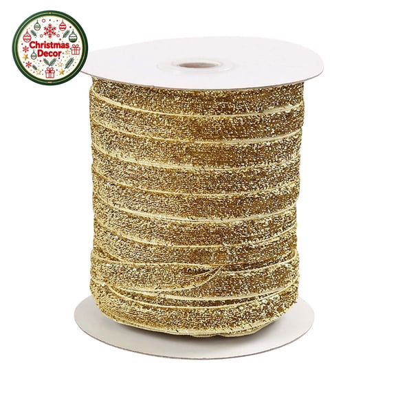 50 Yards Thin Gold Glitter Wire Mesh Ribbon with Sparkle Christmas Gold Wired Ribbons Metallic Gold Ribbon for Christmas Tree Decoration,Wreath Garland Bow Making Gift Wrap Ribbon Gold