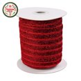 thumbnail image 1 of 50 Yards Thin Red Glitter Wire Mesh Ribbon with Sparkle Christmas Red Wired Ribbons Metallic Red Ribbon for Christmas Tree Decoration,Wreath Garland Bow Making Gift Wrap Ribbon Red, 1 of 4