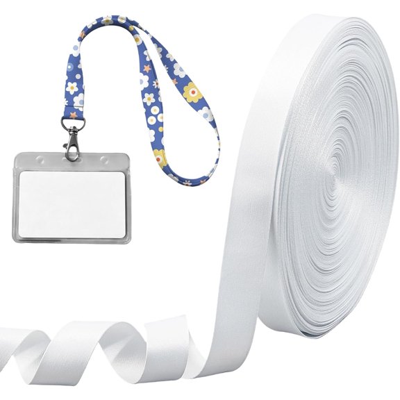 50 Yards White Heat Transfer Webbing, 0.98 Inch Blank Sublimation Straps Roll, Printable Blank Lanyards Straps for Custom Printing ID Badges Craft Projects