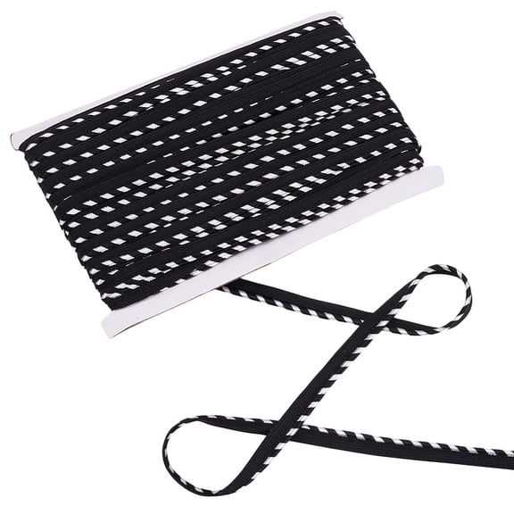 50 Yards White Twisted Lip Cord Trim 0.43inch Black Twisted Rope Cord with Lip Polyester Edge Piping Trim Cord Rope Embellishment Sewing