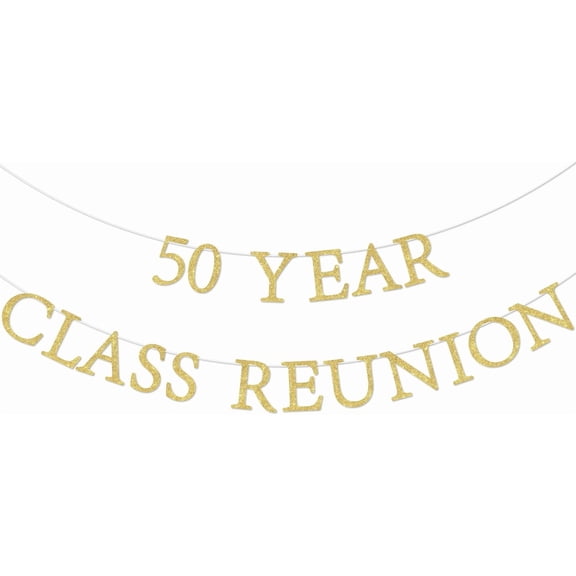 50 Year Class Reunion Banner, Gold 50th School Students Reunion Decorations, Class of 1975 Fiftieth School Reunion Classmate Welcome Back Party Supplies
