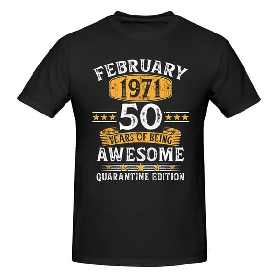 50 Year Old Gift February 1971 Men'S Basic Short Sleeve T-Shirt Black 3x-Large
