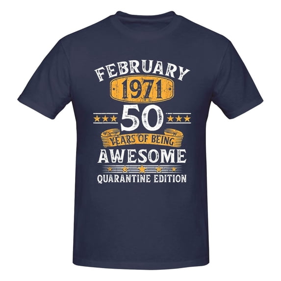 50 Year Old Gift February 1971 Men'S Basic Short Sleeve T-Shirt Navy Blue 5x-Large
