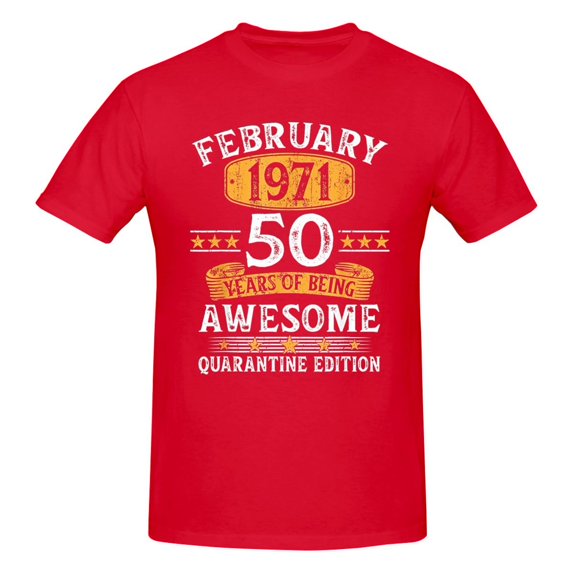50 Year Old Gift February 1971 Men'S Basic Short Sleeve T-Shirt Red Medium