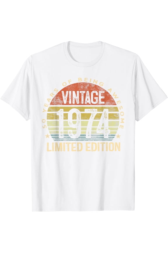 50 Year Old Gifts Vintage 1974 Limited Edition 50th Birthday T-ShirtMen and women, White T-shirt, size: Extra large