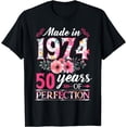thumbnail image 1 of 50 Year Old Made In 1974 Floral Flower 50th Birthday Womens T-Shirt, 1 of 4
