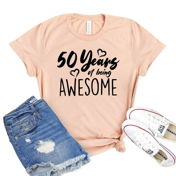 50 Years Shirt Being Awesome T-shirt Vintage 1971 Tee 50Th Birthday Gift B'day Squad Shirts Women's Party Tshirt
