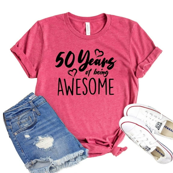 50 Years Shirt Being Awesome T-shirt Vintage 1971 Tee 50Th Birthday Gift B'day Squad Shirts Women's Party Tshirt