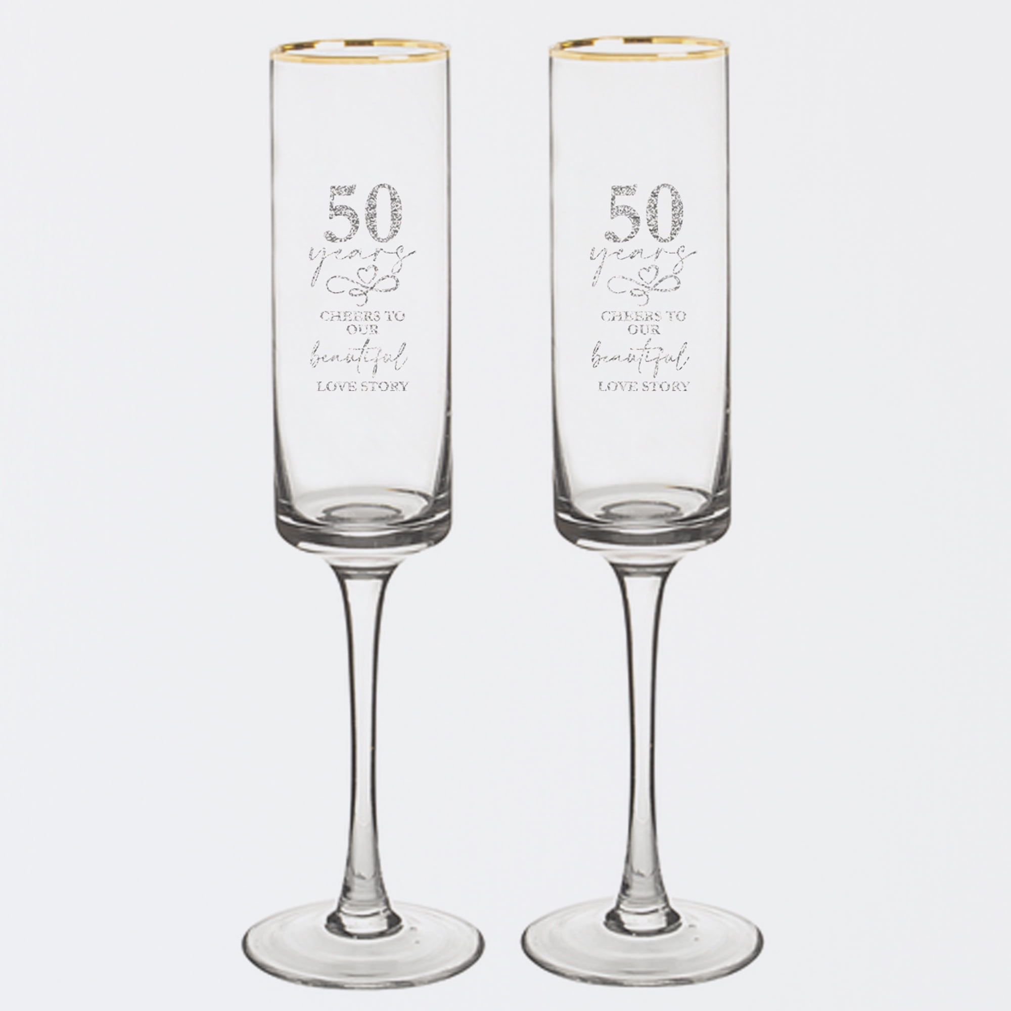 50 Years Together Champagne Flute Set – Love Story Design