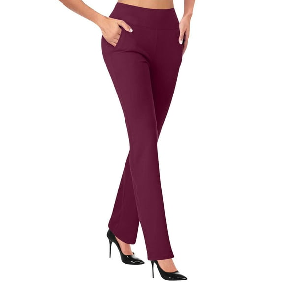Clothing 2025 Yoga Pants Women's Stretchy Straight Dress Pants with Pockets Tall Petite Regular for Office Work Business Women's Polyester Casual Pants