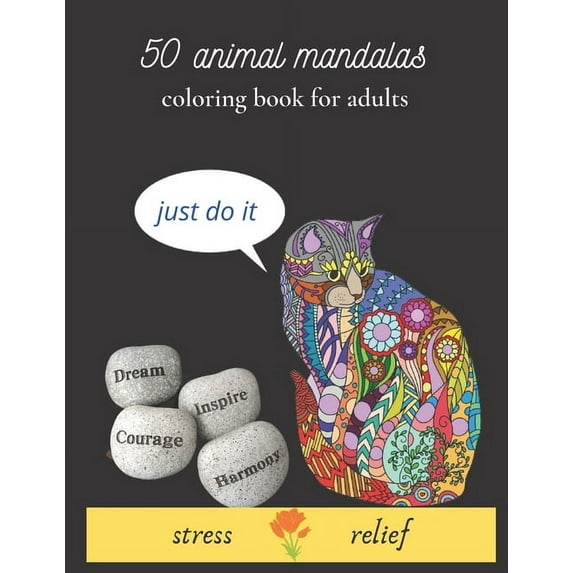 50 animal mandalas coloring book for adults stress relief: Coloring Book For Adults Stress ...