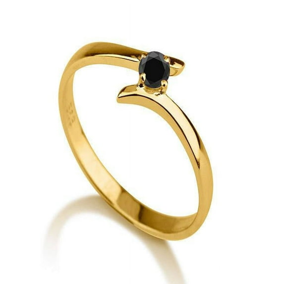 .50 carat Round Cut Black Diamond Solitaire Engagement Ring in 10k Yellow Gold
