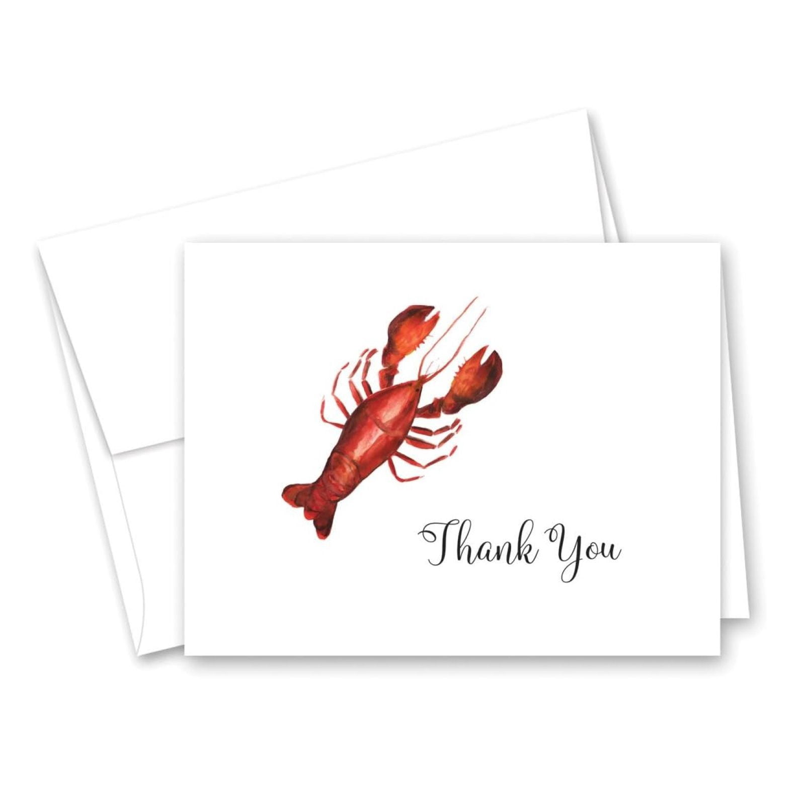 50 cnt Watercolor Lobster Crawfish Thank You Cards