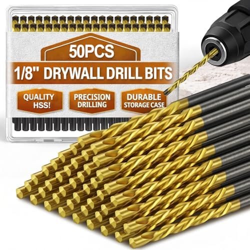 50 count 1/8 Drywall Router Bits Drywall Guidepoint Bits M2 High Speed Steel Spiral Cutout Tool for Use with Spiral