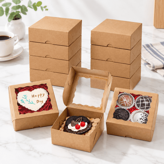 50-count 4x4x2 Inches Food-safe Brown Bakery Boxes - Multi-use Pastry & Packaging For Cookies Truffles Wedding Favors (small Gift