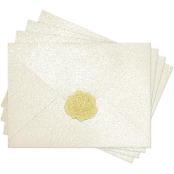 50 count 4x6   Envelopes with Stickers, A4 Shimmer Envelopes for Invitations,  for Wedding Invitation Cards, Birthday Party,  Shower, 4 1/4" x 6 1/4"