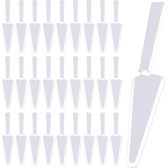 50 count 9.1Inch Plastic Disposable Cake Cake Server Spatula Pie Pizza Pastry Slicer Serving Utensils for Kitchen Wedding Buffet (Clear)