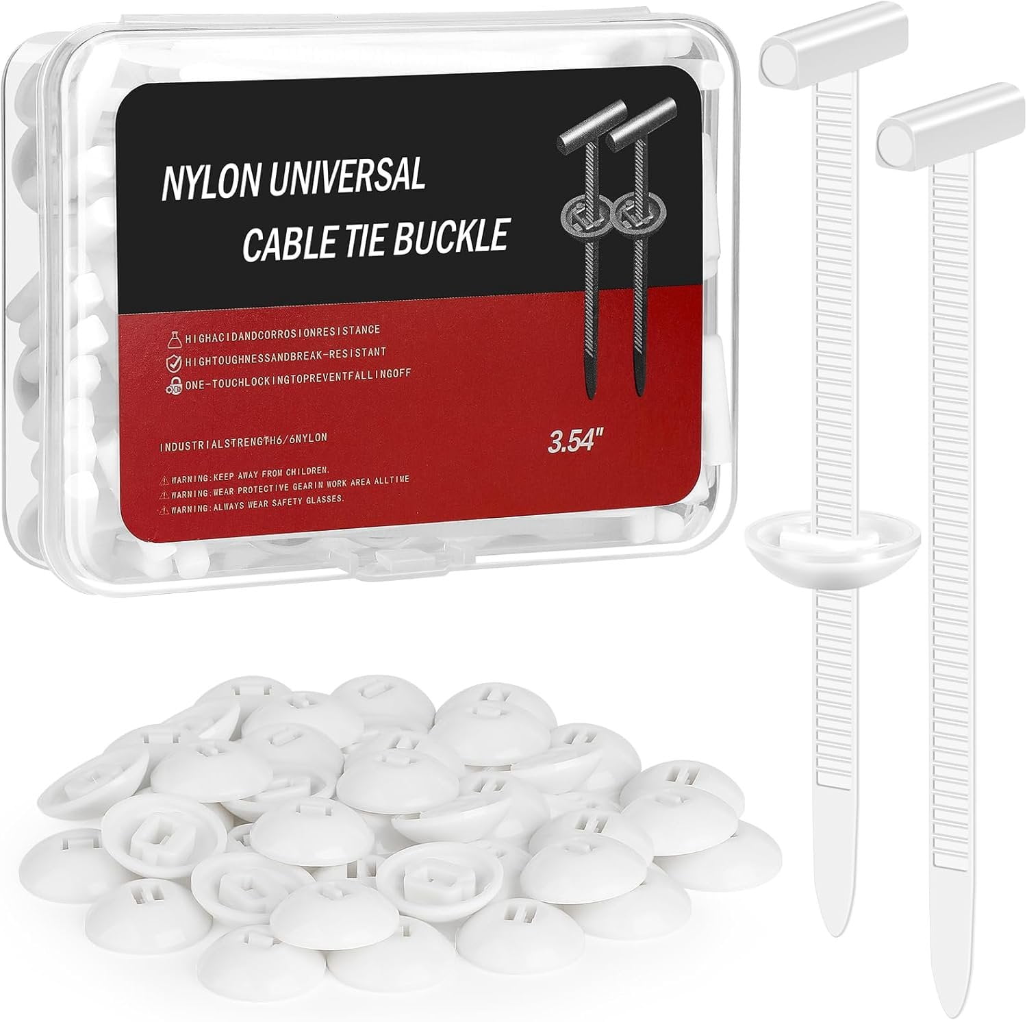 50 count Auto Zip Tie Buckles, Upgraded Nylon Ties and Fastener Clips ...