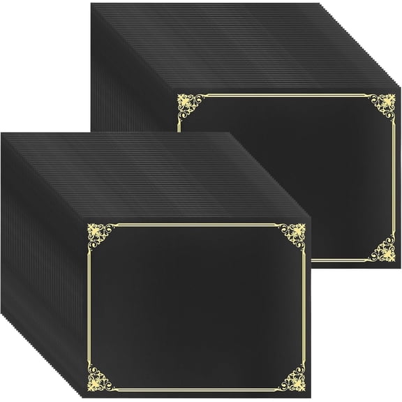 50 count Certificate Holders Bulk, Black Diploma Covers Foil Border, Document Covers for Letter Size 8.5x11 Award , Cardstock, Document Papers, Graduation