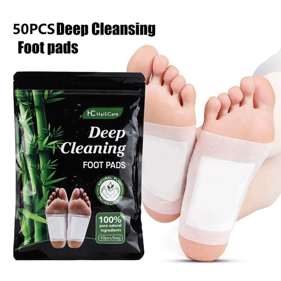 50 count HailiCare Detox Foot Pads to Remove Toxins, for Relaxation, Improved Sleep & Foot Care, Ginger, Bamboo, Vinegar , Feet pad for Enhanced Well-being,Makeup Organizers