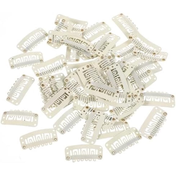 50 count Hair Extension Clips 6- Metal Wig Clips U-Shape Clips for Extensions Small Wig Comb Accessories for Women's DIY Hair Extensions (Beige)