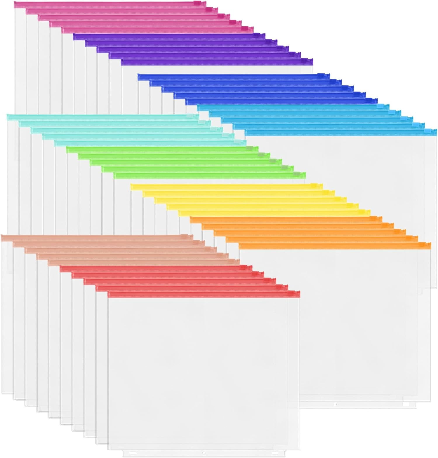 50 count Letter Size Binder Pockets for 3 Ring Binder, 10 Assorted ...