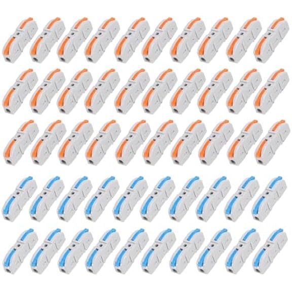 50 count Lever Wire Nut Connector 1 to 1 Compact Wire Conductor Connectors Circuit Inline Electrical Connectors Wires Terminals for 28-12 AWG