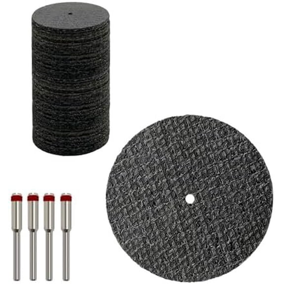 50 count Metal Discs 1-1/2'' Fiberglass Reinforced Cut Off Wheels with Four 1/8 Rotary Tool Mandrels for Metal Discs (1-1/2'')