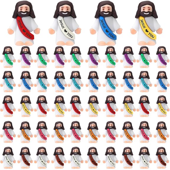 50 count Mini Figures Loves You Little Figures and Seek Religious Party Favors Sunday School Baptism Gifts