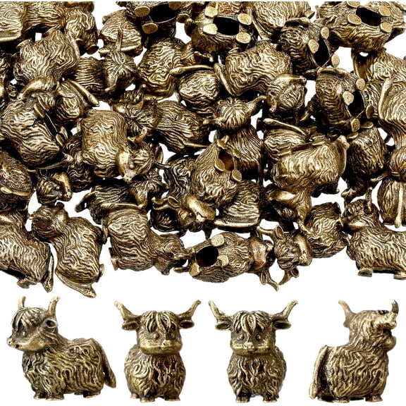 50 count Mini Highland Cow Figurines Brass Highland Cow