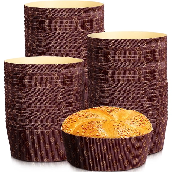 50 count Panettone Paper Mold Pans for Baking Heat Resistant Paper Baking Cake Pan 6 x 2.4 Disposable Panettone Mold for Muffin Cupcake, Microwave Oven and Freezer Safe