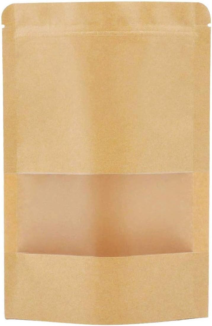50 count Resealable Paper Stand Up Pouches with Window - 3.5
