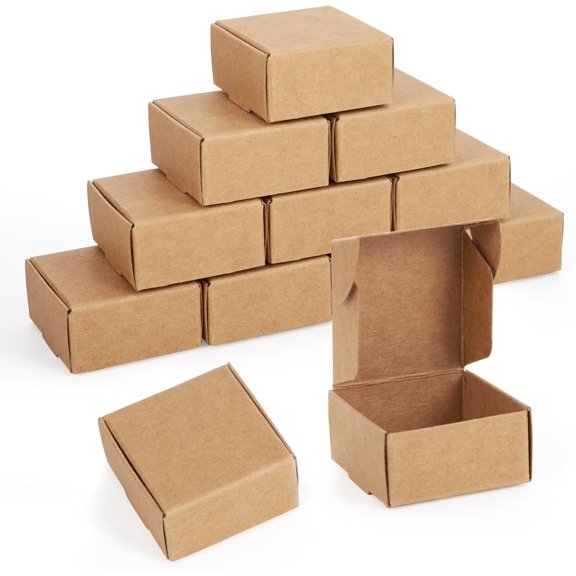 50 count Small Brown Aircraft Boxes Mini Paper Jewellery  Boxes Square Soap Box Shipping Box Corrugated Paper Boxes for  Small Business Packing 4.1x3.8x2 cm