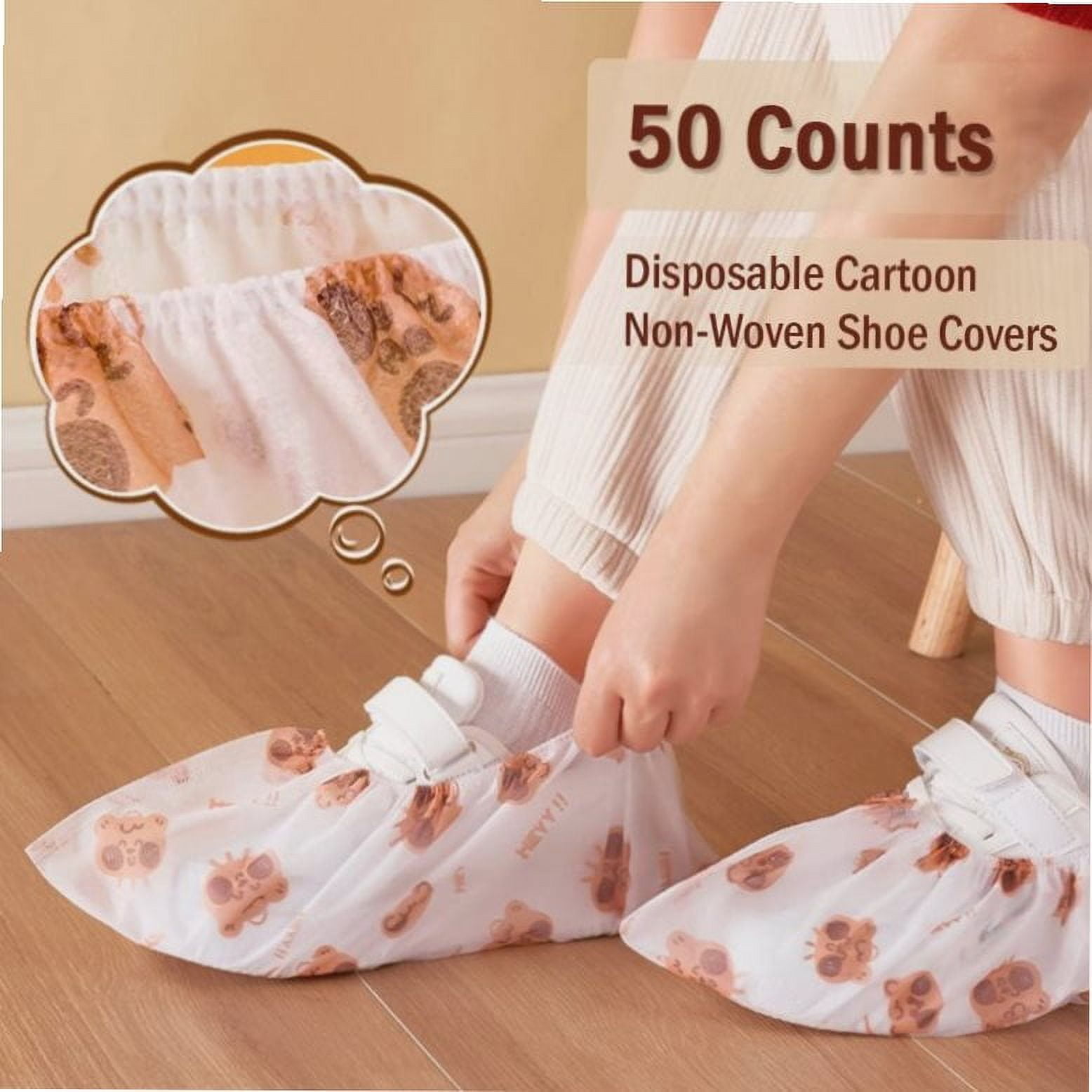 50 counts Disposable Thickened Cartoon Shoe Covers,Home Indoor Non